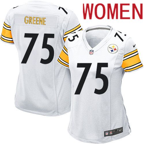 Women Pittsburgh Steelers 75 Joe Greene Nike White Game NFL Jersey